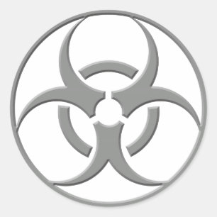 Pegatina Redonda Gris Biopeligroso