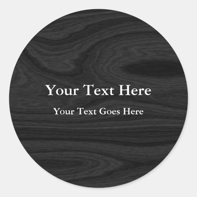 Pegatina Redonda Gris Black Plain Elegant Modern ADD TEXTO (Anverso)