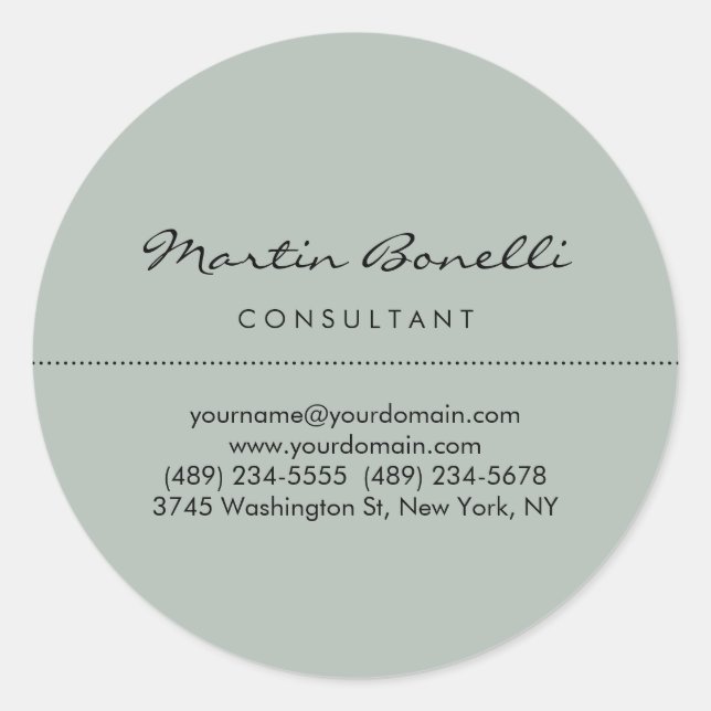 Pegatina Redonda Gris Ceniza Minimalista Moderno Sencillo (Anverso)