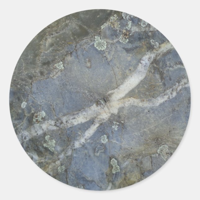 Pegatina Redonda Gris de Piedra de Mármol (Anverso)