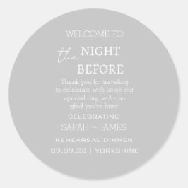Pegatina Redonda Gris elegante la noche antes del Boda gracias