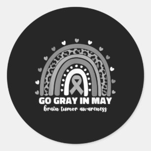 Pegatina Redonda Gris En Mayo Cerebro Mes De Conciencia Sobre Tumor