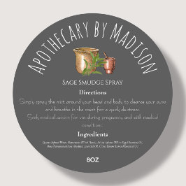 Pegatina Redonda Gris | Etiquetas de ingredientes de productos a ba