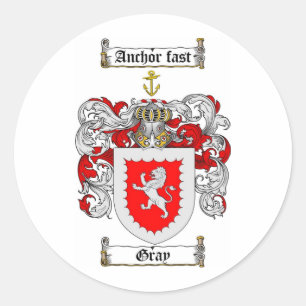 PEGATINA REDONDA GRIS FAMILIAR CREST - GRAY COAT OF ARMS
