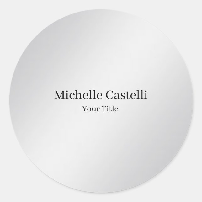 Pegatina Redonda Gris metálico único profesional moderno (Anverso)