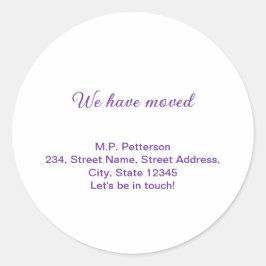 Pegatina Redonda gris mínimo se ha movido el texto de la dirección 