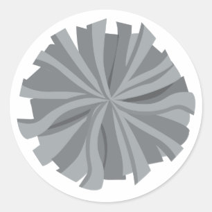 Pegatina Redonda Gris plateado animador Pom Pom