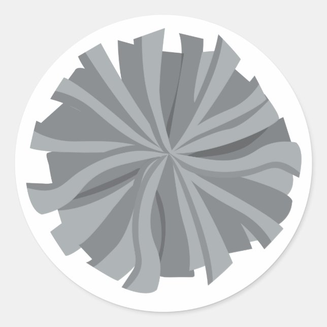 Pegatina Redonda Gris plateado animador Pom Pom (Anverso)