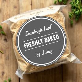 Pegatina Redonda Gris | Recién horneado por