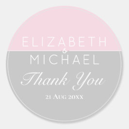 Pegatina Redonda Gris Rosa Azúcar Gracias Por Favorecer A Los Pegat