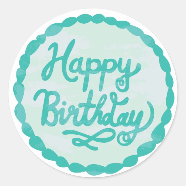 Pegatina Redonda Grito con letras de cumpleaños feliz (Anverso)
