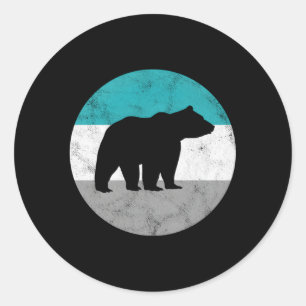 Pegatina Redonda Grizzly Bear Para Ns