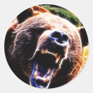 Pegatina Redonda Grizzly Roar