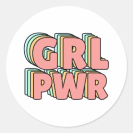 Pegatina Redonda GRL PWR Pastel