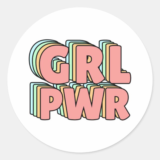Pegatina Redonda GRL PWR Pastel (Anverso)