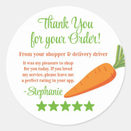 Pegatina Redonda Grocery Delivery Service Thank You Review Stars