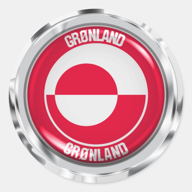 Pegatina Redonda Groenlandia Round Emblem (Anverso)