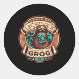 Pegatina Redonda Grog - Cerveza Craftt - Islas Monkey 1