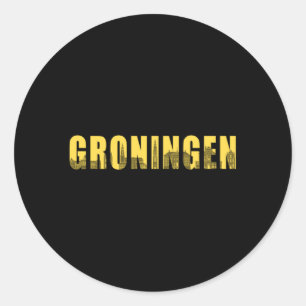 Pegatina Redonda Groningen City Cityscape Skyline Trip Divertido re
