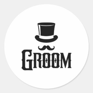 Pegatina Redonda Groom Bacheler Party Top Hat Boda Funny Matchin