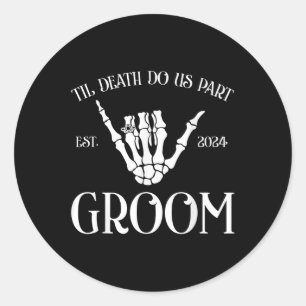 Pegatina Redonda Groom Bride Hasta La Muerte Nos Fiesta Est 2024 Ha