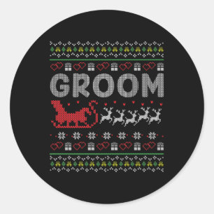 Pegatina Redonda Groom Bride Navidades Xmas Pareja Feo Gi