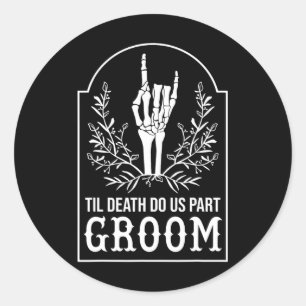 Pegatina Redonda Groom Bride Skeleton Parejas a juego Boda