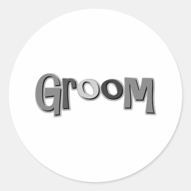 Pegatina Redonda Groom Gray (Anverso)
