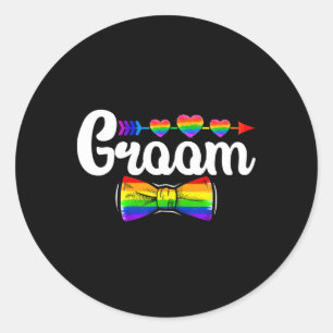 Pegatina Redonda Groom Lgbt Orgullo Gay Bachelet Boda Compromiso L