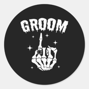 Pegatina Redonda Groom Skeleton Boda Halloween Parejas Matc