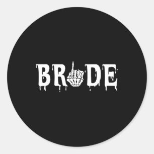 Pegatina Redonda Groom Skeleton Hand Halloween Boda Bachelorette