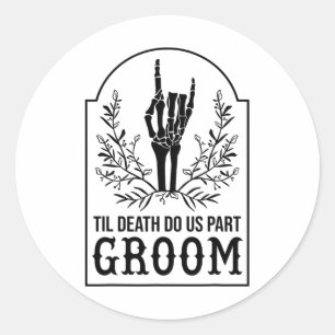Pegatina Redonda Groom Skeleton Parejas Parejas Coincidiendo Boda H