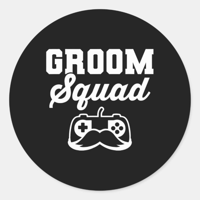 Pegatina Redonda Groom Squad Bacheler Party Groomsmen Gamer (Anverso)