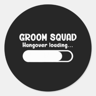 Pegatina Redonda Groom Squad Resaca Cargando Amigos Novio Despedida