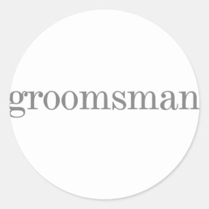 Pegatina Redonda Groomsman de texto gris