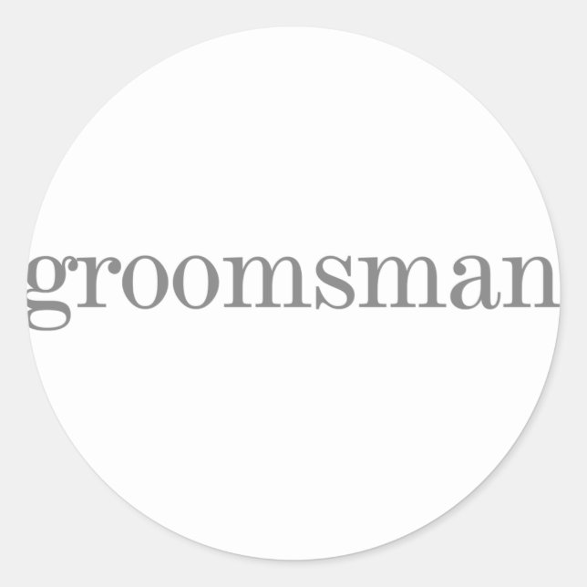 Pegatina Redonda Groomsman de texto gris (Anverso)
