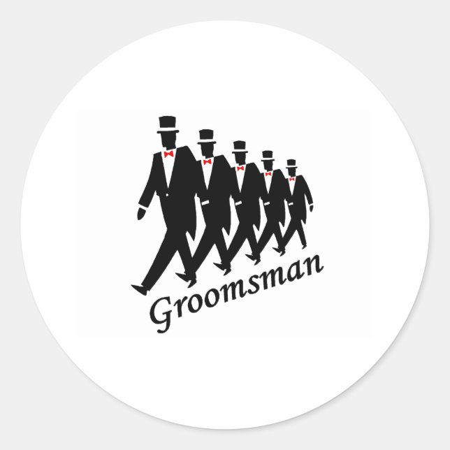 Pegatina Redonda Groomsman (hombres) (Anverso)