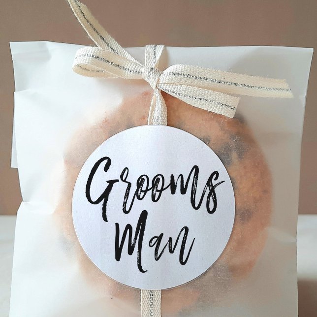 Pegatina Redonda Groomsmen | Boda de estilo de script (Subido por el creador)