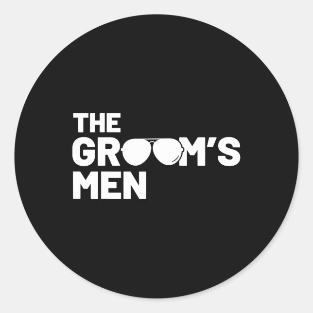 Pegatina Redonda Groomsmen Groom Squat Men Fiesta de suministros de (Anverso)