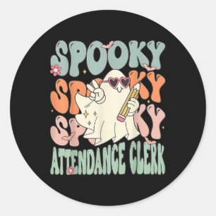 Pegatina Redonda Groovy Attendance Clerge Funny Halloween Costume S