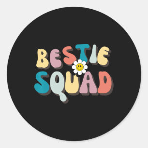 Pegatina Redonda Groovy Bestie Squad Besties Trip Besties Coincidie