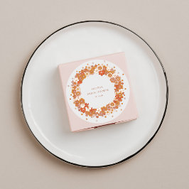 Pegatina Redonda Groovy Boho Naranja Floral Despedida de Soltera Pe