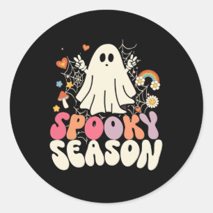 Pegatina Redonda Groovy Boo Ghost Spooky Halloween disfraces Mens K
