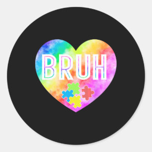 Pegatina Redonda Groovy Bruh Autism Awareness Puzzle Piece Para Niñ