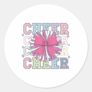 Pegatina Redonda Groovy Cheer Coquette Bow Cheerled Lover Cheer
