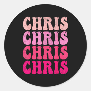 Pegatina Redonda Groovy Chris Nombre D Me encanta Chris Camisetas M