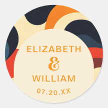 Groovy Colorful Retro Wavy Boho Wedding Favor