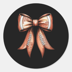 Pegatina Redonda Groovy Cute Coquette Bow Game Day Football Para Ma