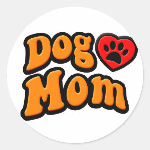 Pegatina Redonda Groovy Dog Mom Drawing