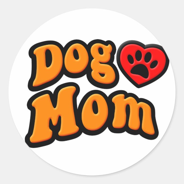 Pegatina Redonda Groovy Dog Mom Drawing (Anverso)